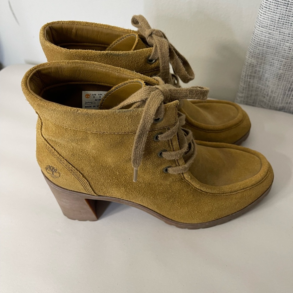 Timberland Women’s Allington Chukka Trapper Tan Heeled Combat Boots Size US 8 - Picture 3 of 9